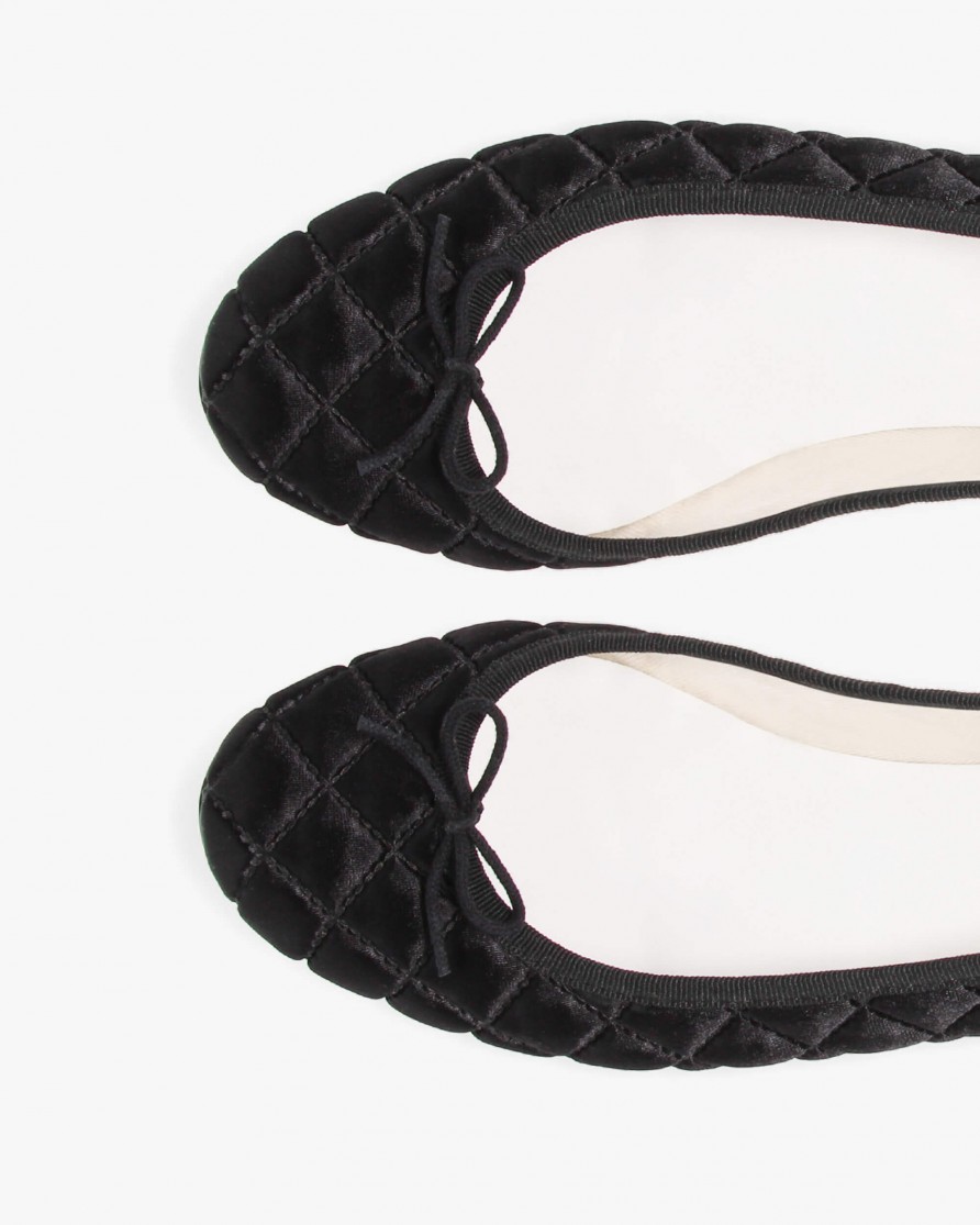 CENDRILLON织物皮底菱格绗缝芭蕾平底鞋